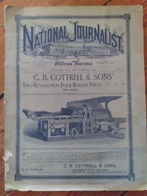 antique National journalist for editors, publishers, printers magazine sept 1890 - Image 1 of 4