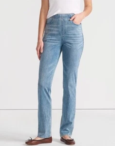Lands End Starfish Mid Rise Knit Denim Light Brook Straight Jeans Gr. L - Bild 1 von 21