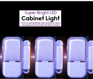 3 Super Bright LED Automatic Cabinet Lights LED Kitchen Cupboard Shelf Counter - Picture 1 of 1