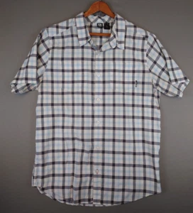 Rusty Plaid Flannel Button Up Shirt Cotton S/S Men's Size Large 100% Cotton - Picture 1 of 9