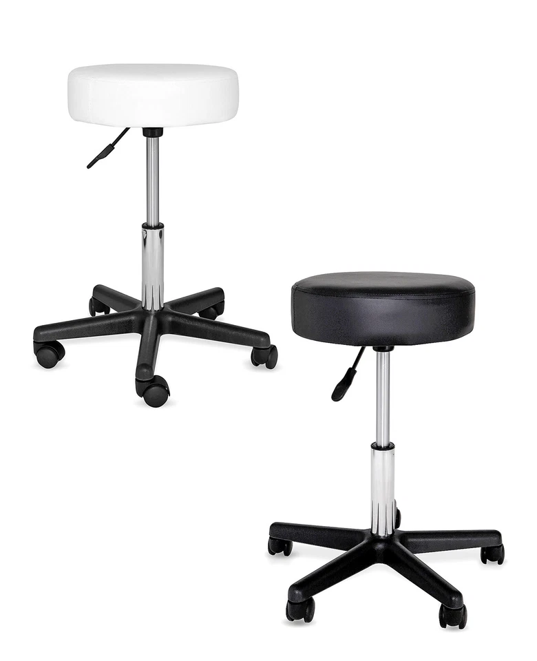 dibea Sitzhocker Kunstleder Praxishocker Büro-Hocker weiß / schwarz - Bild 1 von 1