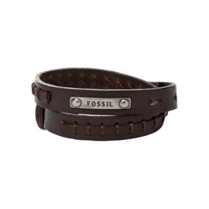 FOSSIL Mens Bracelet JF87354040 Leather Brown - Picture 1 of 4
