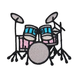 au99★Schlagzeug Aufnäher aufbügeln Bügel Bild Flicken Musik Patch 6,6 x 5,5 cm - Bild 1 von 9