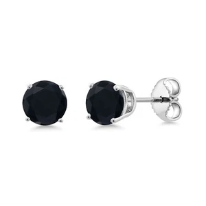 925 Sterling Silver Onyx Stud Earrings For Women (0.95 Cttw, Gemstone - Picture 1 of 3