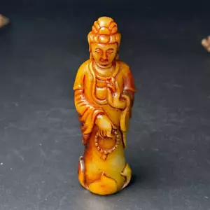 Natural Hetian Jade Hand-carved Exquisite Guanyin Statue 10350 - Picture 1 of 9