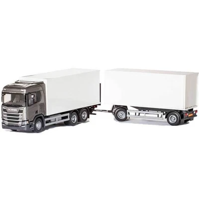 EMEK, SCANIA CR 6x4 grey with 1 + 1 axle trailer and tailgate, 1/25, EMEK89643 - Image 1 of 3