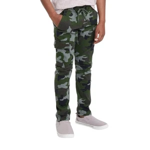 Cat & Jack Boys Size 18 Cargo Stretch Jogger Pants Drawstring Pull-On Camo Green - Picture 1 of 13