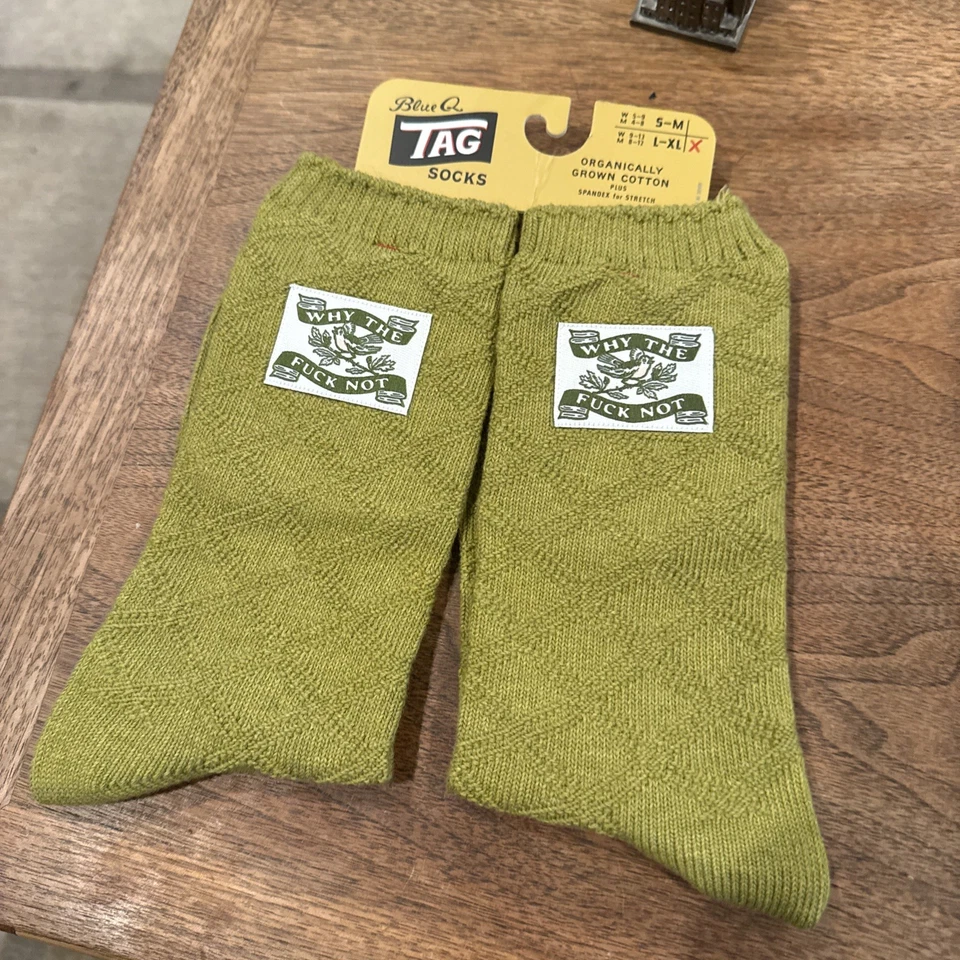 Calcetines Blue Q Tag “Why The F&@K Not” L-XL Algodón Orgánico Novedad Calcetines NUEVO Unisex Foto 1 de 2