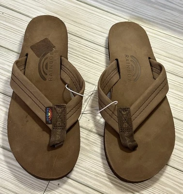 Rainbow Premier Leather Single Layer Flip Flop Sandal Expresso Size 6.5-7.5 NEW - Image 1 of 4