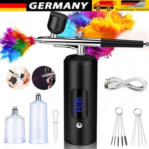 Tragbares Airbrush Set Spritzpistole mit Kompressor Kabellose Mini Air Brush Kit - Bild 1 von 24