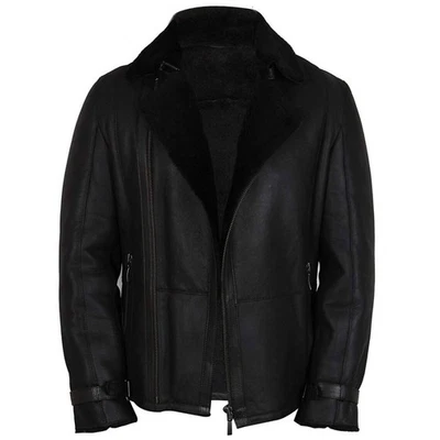 Men’s Shearling Sheepskin Leather Aviator Jacket: Vintage B3 Bomber - Image 1 of 4