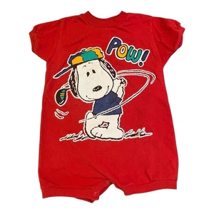 Vintage Snoopy Golf POW! Roter Kurzarm Baby Strampler Body 18 Monate - Bild 1 von 9