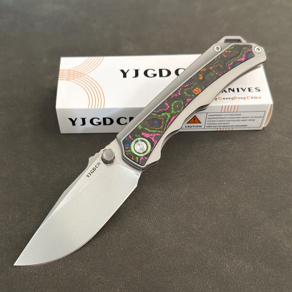 YJGDCN RIHE Design Folding Knife M390 Blade  Inlaid Carbon Fiber Handle YJ2524 - Image 1 of 4