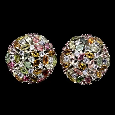Pendientes de plata de ley 925 marquesa turmalina tanzanita piedras preciosas joyería Foto 1 de 4