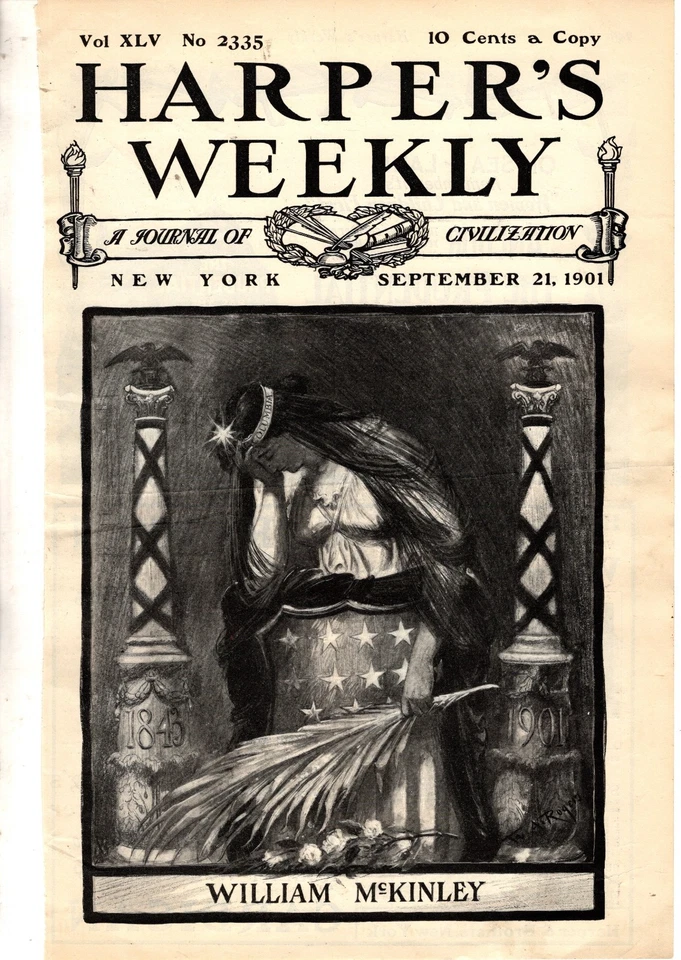 1901 Harper's Weekly September 21 McKinley Assassination; Roosevelt Inauguration - Image 1 of 1