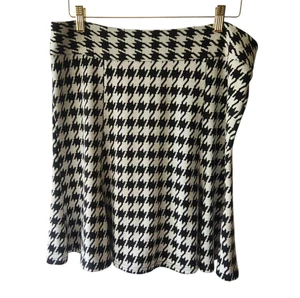 Y2K Skirt Size XL White Black Houndstooth Fit & Flare Catch My I Academia Preppy - Picture 1 of 7