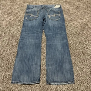Silver Zac Size 36x32 Mens Denim Distressed Medium Wash Blue Jeans - Picture 1 of 7