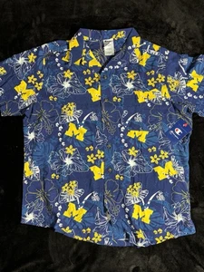 University Of Michigan Champion Hawaiian Shirt M X Turtle Print Size XL - Picture 1 of 9