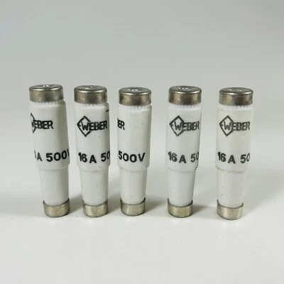 Weber 16A 500V Bottle Fuse - New Qty 5 - Image 1 of 2