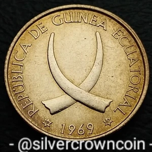 Guinea Equatorial 1 Peseta 1969 (69). KM#1. 1 Dollar coin. 1 year issue. Tusks H - Picture 1 of 8