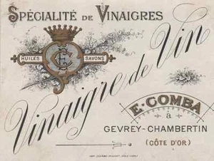 "VINAIGRE DE VIN E. COMBA Gevrey-Chambertin" Etiquette-chromo originale fin 1800 - Picture 1 of 1
