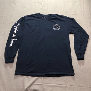 Puppie Love Sweatshirt Women's Large Graphic Print Football Lounge Navy Blue - Picture 1 of 9