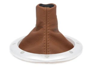 FOR AUDI TT 98-06 GEAR SHIFT BOOT GAITER COVER LEATHER BASEBALL ORANGE - Picture 1 of 3