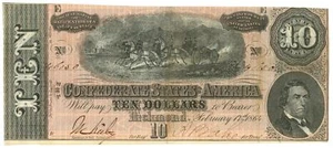T-68 PF-44 CR-552 1864 Confederate States $10 CSA Note (L2408) - Picture 1 of 2