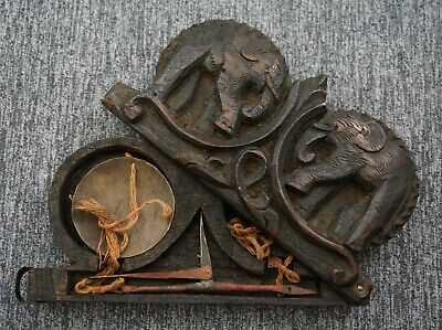 BALANCE SCALE In Carved Oak ELEPHANTS Case - EARLY Opium Scale • 116.10$