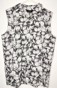 Givoni Black and White floral tulip print sleeveless casual blouse Sz 16 Women's - Picture 1 of 10
