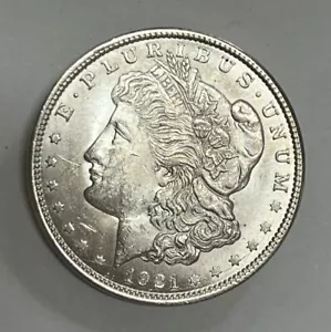 1921 Morgan Dollar VAM 19-A Die Break M Quadrupled Stars Brilliant Uncirculated - Picture 1 of 9