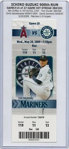Ichiro Suzuki 900th Carrera 2009 Marineros Angels 5/20 boleto completo Hernandez - Imagen 1 de 12