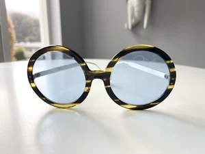 Vintage Mod1960/70s Oversized Tortoise Round Blue Lens Sunglasses Made in France - Picture 1 of 13