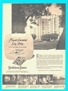 PARKLABREA Towers apartments Los Angeles vintage 1953 PRINT AD Beverly Hills - Picture 1 of 3