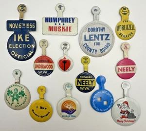 Vintage Lot 13 Tab Lapel Pocket Buttons Political Others Ike Humphrey Muskie - Picture 1 of 6