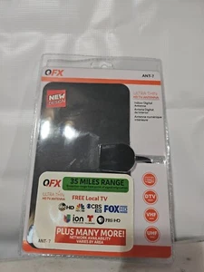 QFX ANT-7 HD DTV UHF VHF FM Flat Indoor Antenna Ultra Thin Lightweight Sealed - Picture 1 of 6
