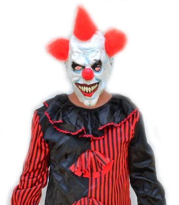 Disfraz de payaso para hombres para fiesta de Halloween rojo y negro con máscara PAYASO DE PELO ROJO Foto 1 de 4