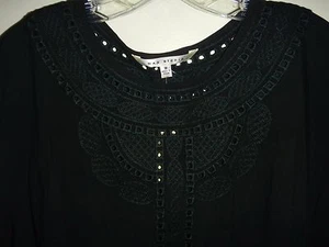 MAX STUDIO DRESS with EMBROIDERY DETAIL, FULLY LINED, SIZE M, RAYON, BLACK, NWT - Picture 1 of 10