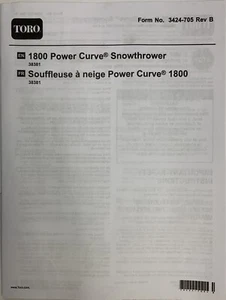 OEM Manual For Toro 1800 Power Curve Snowthrower PreownedBookCom - Picture 1 of 5