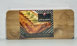 CEDAR Grilling Planks Set Of 6 Cedar Planks Add Sweet Smokey Flavor Recipe Insid - Picture 1 of 2