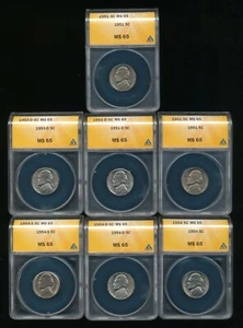 Lot of 7~ All Certified Jefferson Nickels                                     v - Picture 1 of 2