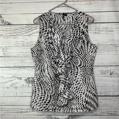 Camisa Milano Mujer L Multicolor Geométrica Cuello Redondo Cerradura Volantes Sin Mangas Foto 1 de 4