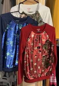 Flip Sequins ,Girls’ Size XL(14-16)- Cat & Jack Pullover 3 Pieces Gold,Red,Blue - Picture 1 of 6