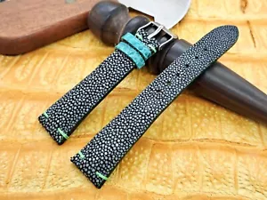 Cinturino orologio pelle Stingray lucido 20mm/16mm vintage pelle esotica - Foto 1 di 7
