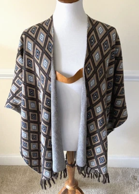 Chico's Chal Envolvente Mujer Flecos Geométrico Cuero Cierre Algodón Preppy Talla Única Foto 1 de 3
