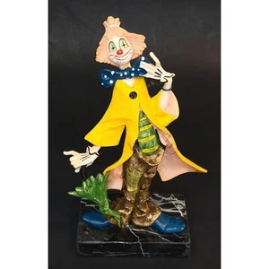 Vintage Fontanini Depose Italy Clown W Umbrella Statue Marble Base #946 Retired - Picture 1 of 9