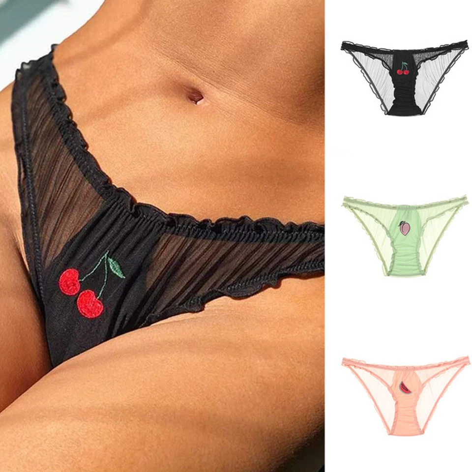 Women's Lace Ruffles Low Waist Thongs Panties Intimate G-String Briefs Underwear - Image 1 of 4