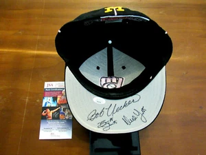 BOB UECKER VOICE OF THE BREWERS SHEETS YOST HOF SIGNED AUTO BREWERS CAP HAT JSA - Picture 1 of 4