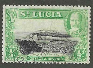 St. Lucia, 1936, Scott #95a, King George V, 1/2 light green, perf. 13 x 12, Used - Picture 1 of 1