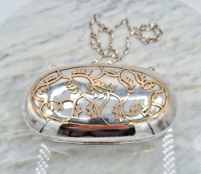 Hermoso bolso clutch vintage de metal plateado de alpaca mexicana artesanal de los años 70 Foto 1 de 4